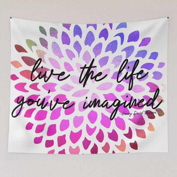 Item preview, Motivational Quote | Live The Life You've Imagined Dahlia Purple Pink Foil designed and sold by Old Urban Farmhouse Design Studio.