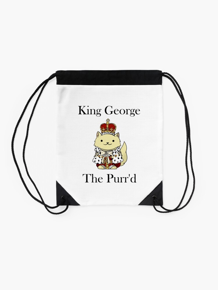 Alternate view of King George the Purr'd Drawstring Bag