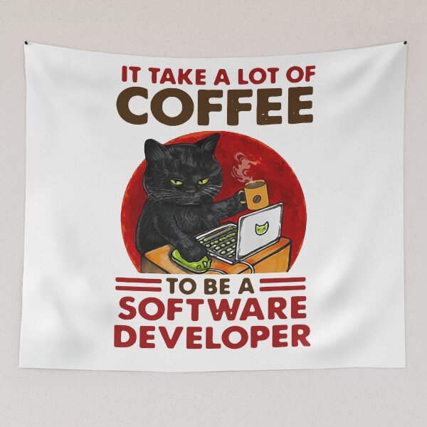 Item preview, BLACK CAT DRINK COFFEE IT TAKE A LOT OF COFFEE TO BE A SOFT DEVELOPER SHIRT1 designed and sold by NormaEng.