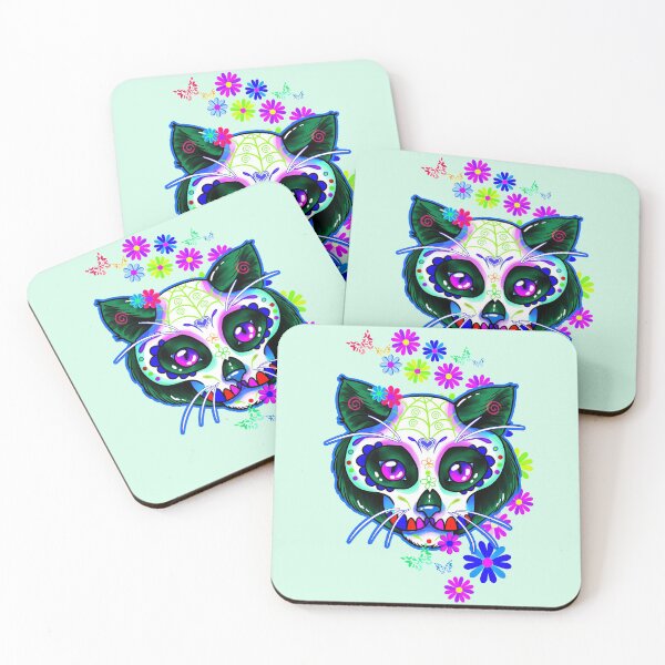 Item preview, Day Of The Dead Kitty Cat Sugar Skull designed and sold by Gothic Fantasy.