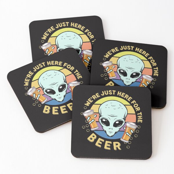 Item preview, Funny Alien "We're Just Here For the Beer" Retro Vintage designed and sold by The Masked Designer.