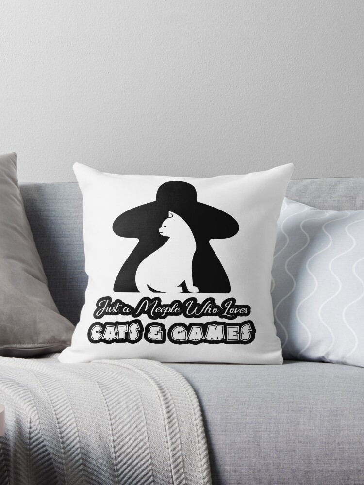 Thumbnail 1 of 4, Pillow, Just A Meeple Who Loves Cats And Games designed and sold by pudgycatgames.