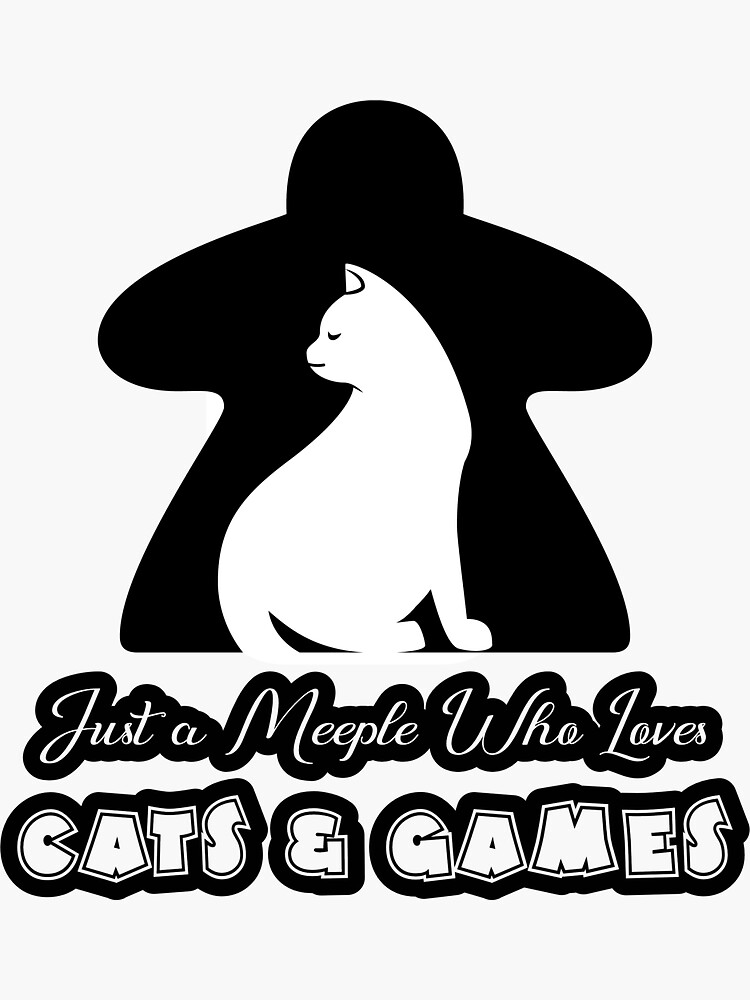 Thumbnail 3 of 3, Sticker, Just A Meeple Who Loves Cats And Games designed and sold by pudgycatgames.
