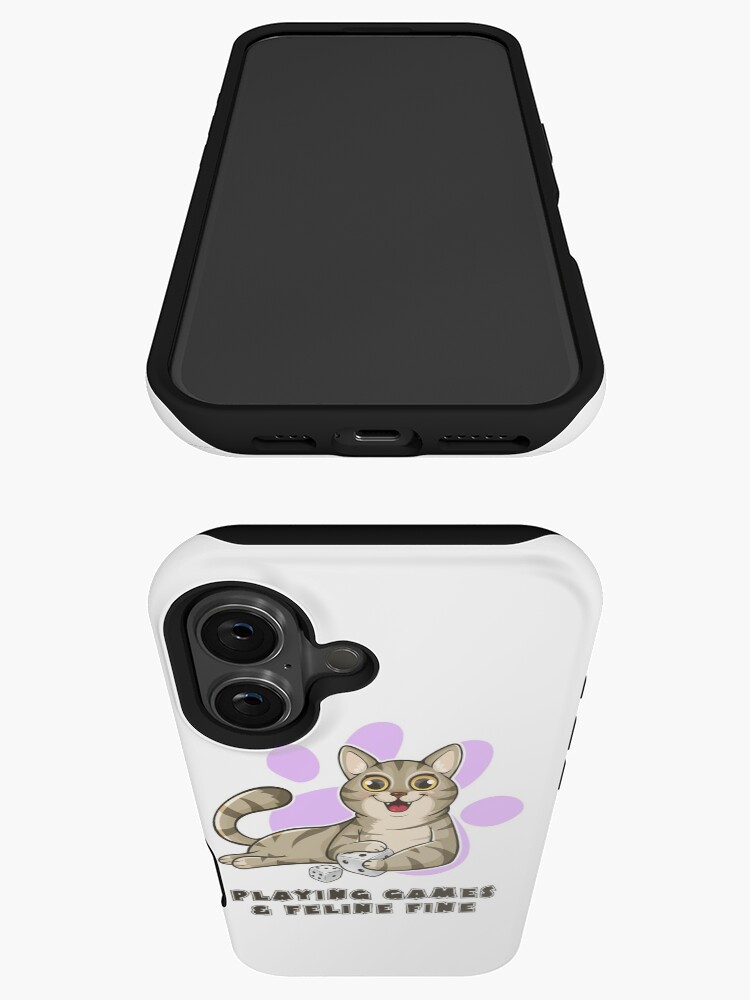 Thumbnail 3 of 4, iPhone Case, Playing Games And Feeling Fine designed and sold by pudgycatgames.