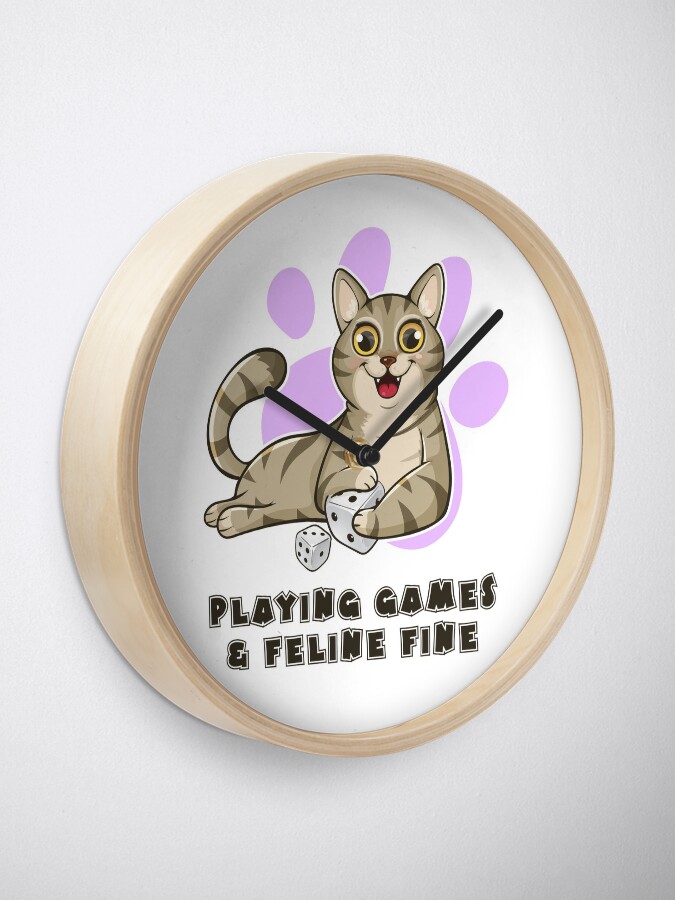 Thumbnail 1 of 4, Clock, Playing Games And Feeling Fine designed and sold by pudgycatgames.
