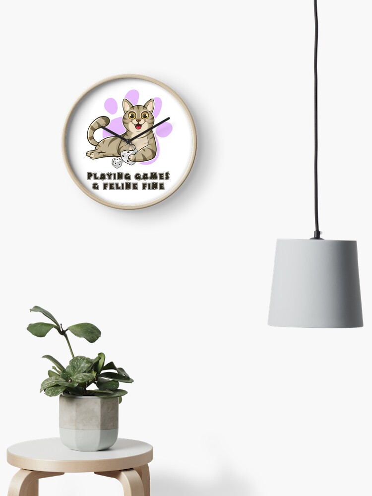 Thumbnail 2 of 4, Clock, Playing Games And Feeling Fine designed and sold by pudgycatgames.