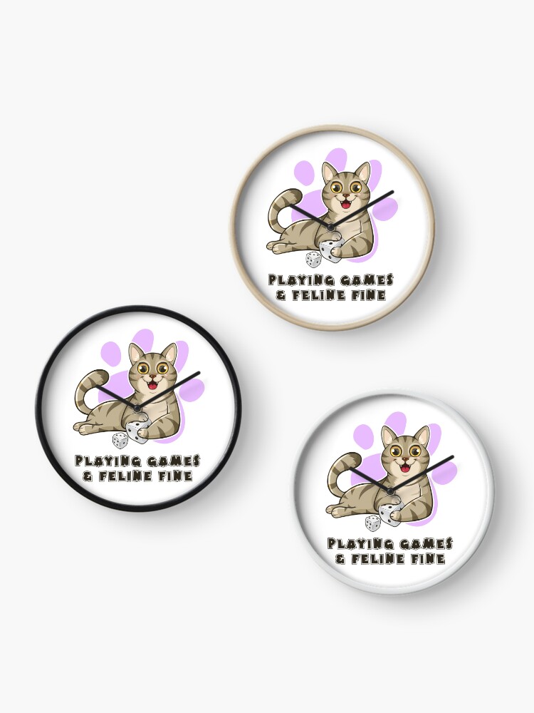 Thumbnail 3 of 4, Clock, Playing Games And Feeling Fine designed and sold by pudgycatgames.