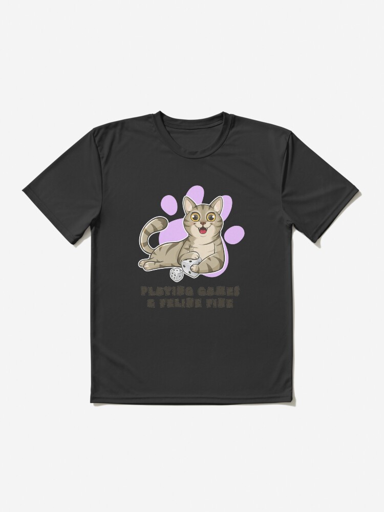Thumbnail 2 of 7, Active T-Shirt, Playing Games And Feeling Fine designed and sold by pudgycatgames.