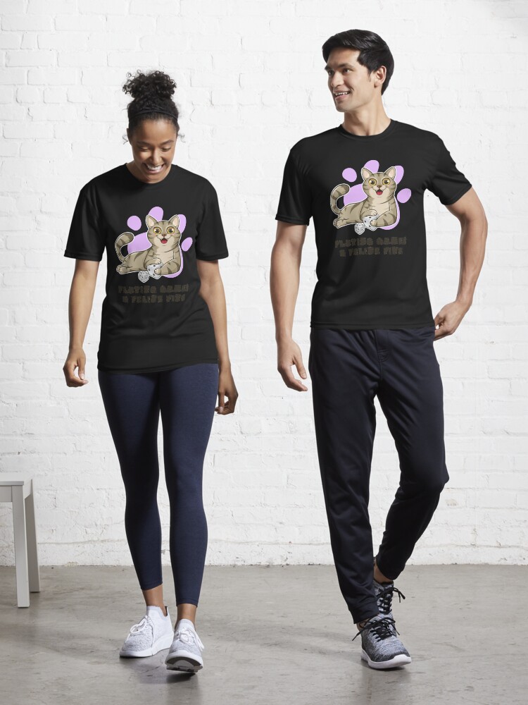 Thumbnail 1 of 7, Active T-Shirt, Playing Games And Feeling Fine designed and sold by pudgycatgames.