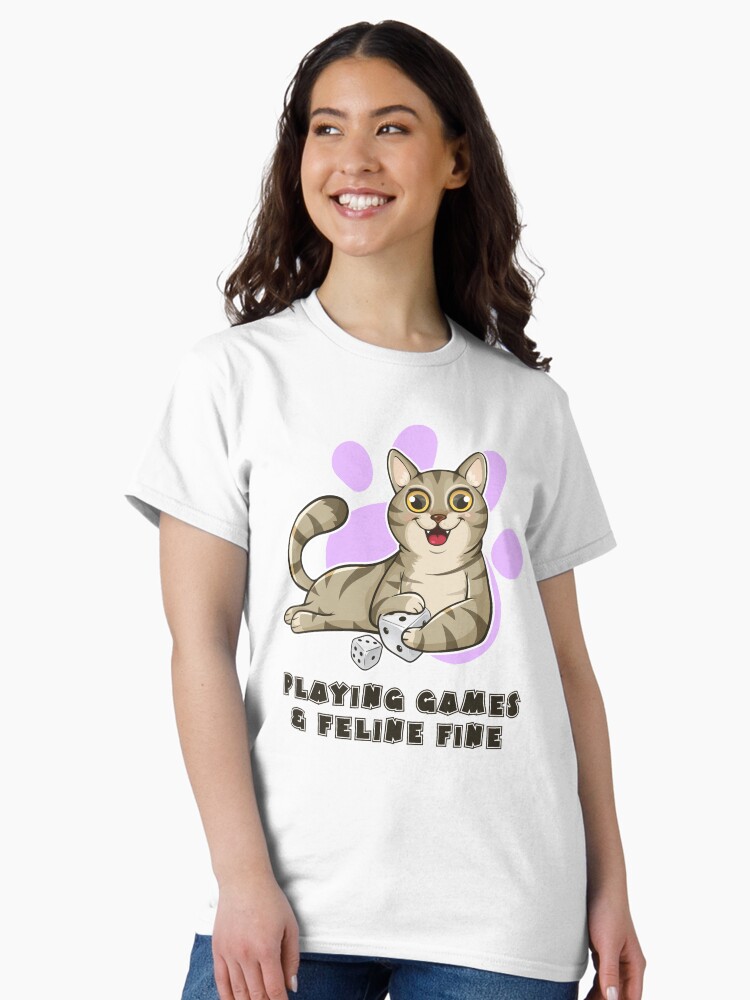 Thumbnail 2 of 7, Classic T-Shirt, Playing Games And Feeling Fine designed and sold by pudgycatgames.