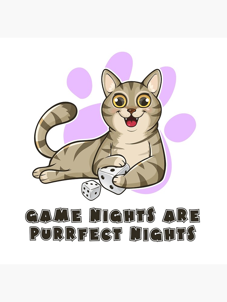 Thumbnail 2 of 2, Tote Bag, Game Nights Are Purrfect Nights designed and sold by pudgycatgames.