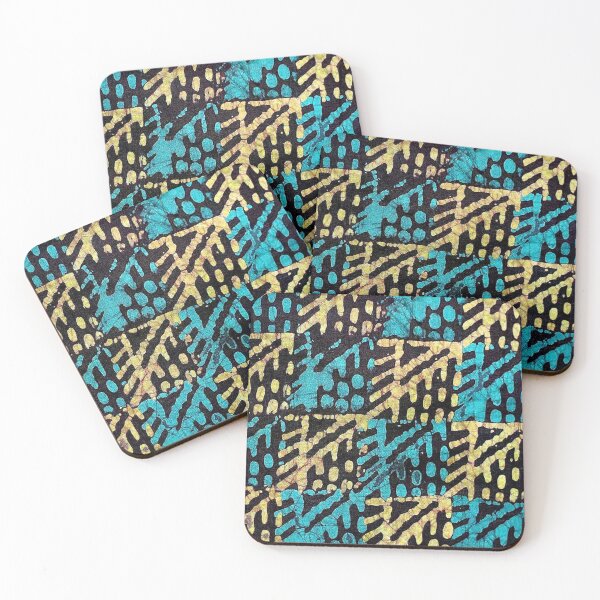 Item preview, African Batik Textile Design in Teal, Black and, Tan designed and sold by Everett  Spruill.