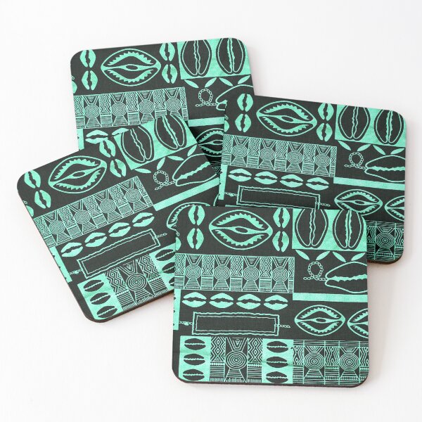 Item preview, African Textile Design with Cowrie Shells in Green and Black designed and sold by Everett  Spruill.