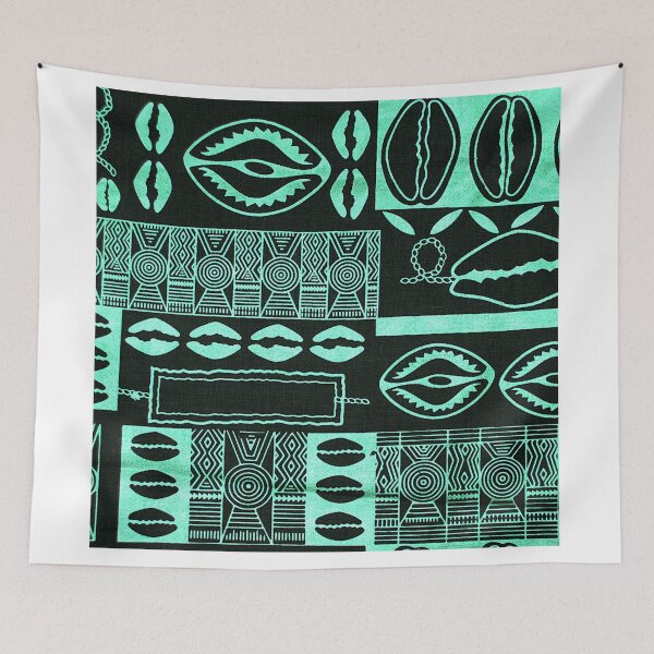 Item preview, African Textile Design with Cowrie Shells in Green and Black designed and sold by Everett  Spruill.