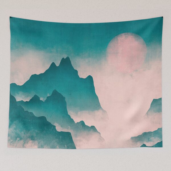 Item preview, Pastel Mountain Dreams Summer Sunset Teal Adventure designed and sold by artcascadia.