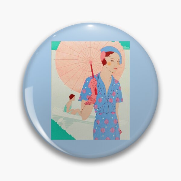 ART TASTE BEAUTY LAVES Élégance féminine 1932 M RENAUD PARASOL Badge