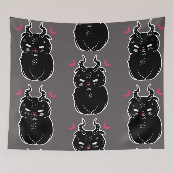 Item preview, Horned Black Cat With Moons designed and sold by SquishStitches.