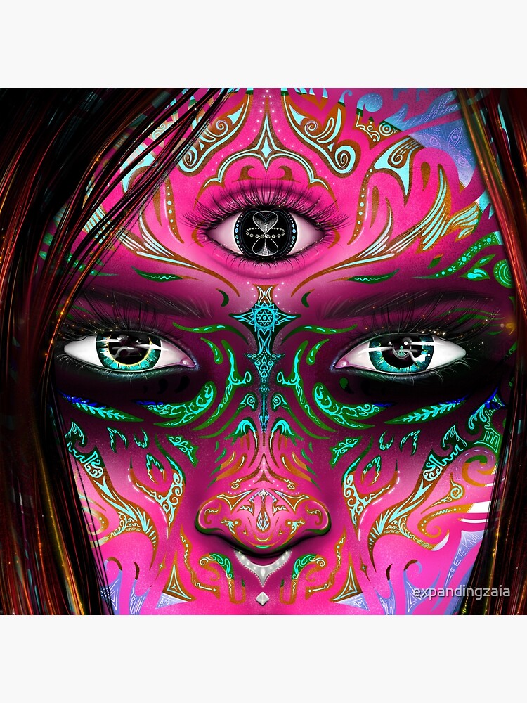 Fearless Woman Psychedelic Portrait Poster By Expandingzaia Redbubble