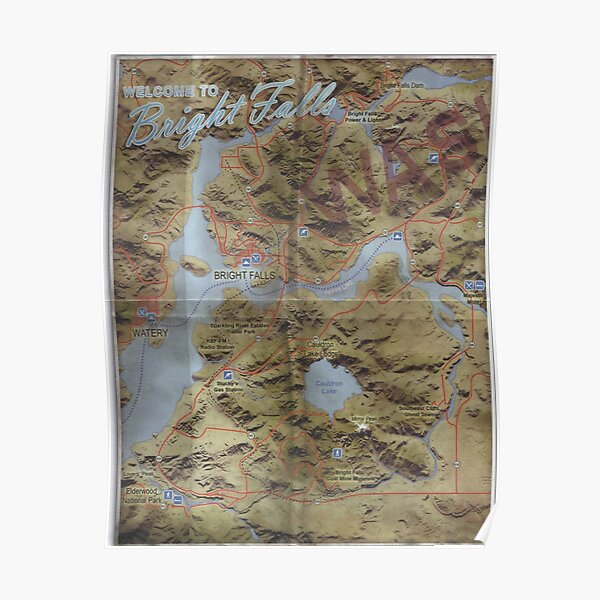Alan Wake Map (Bright Falls) Poster