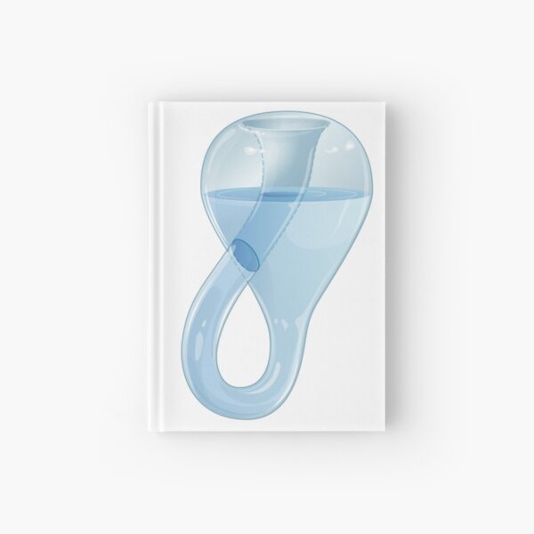 Klein bottle partially filled with a liquid. Hardcover Journal