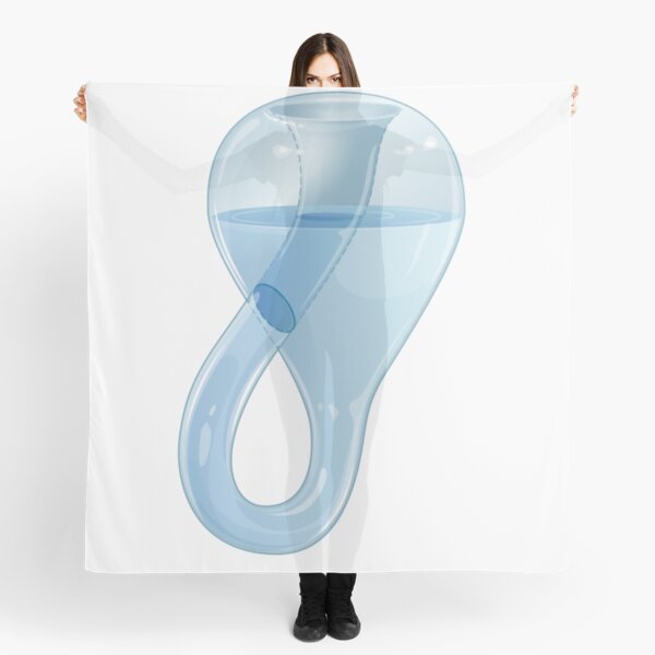 Klein bottle partially filled with a liquid. Scarf