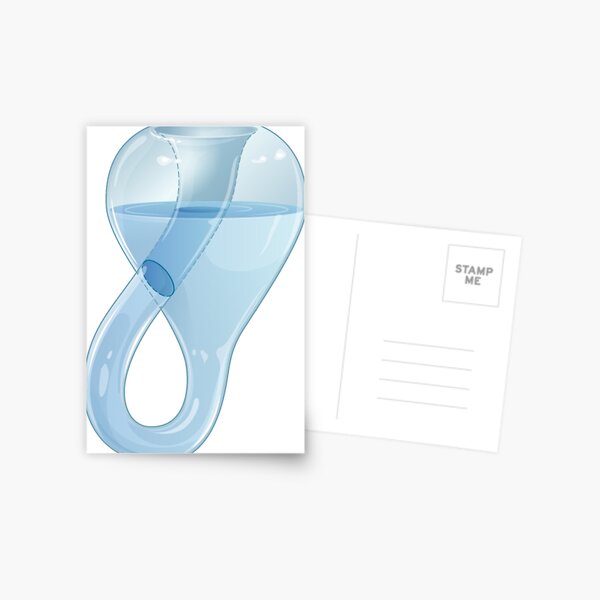 Klein bottle partially filled with a liquid. Postcard