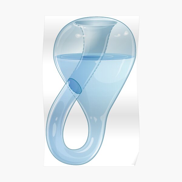 Klein bottle partially filled with a liquid. Poster