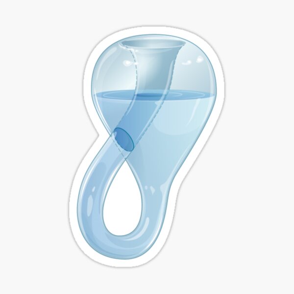 Klein bottle partially filled with a liquid. Sticker