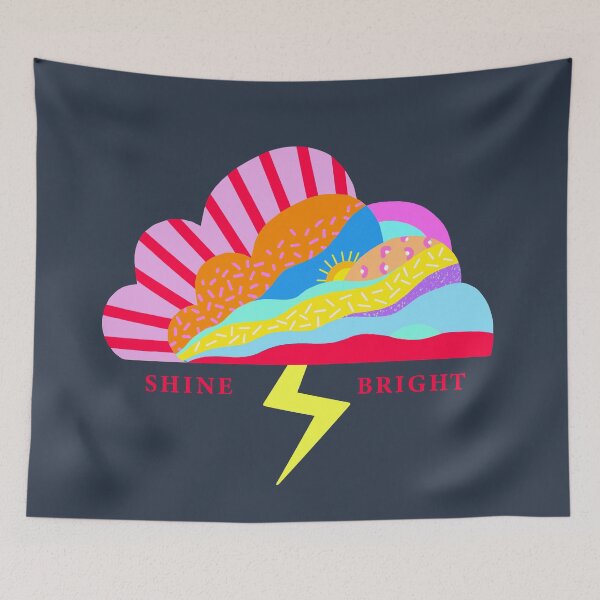 Item preview, SHINE BRIGHT happy colorful pattern pop cloud with lightning positivity designed and sold by OK SKETCHY.