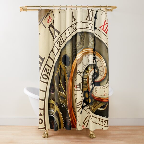 The Clock of the Spiral Whirlpool of Time. Shower Curtain