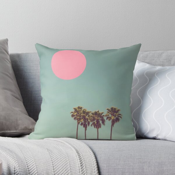 Palmen rosa Sonne Retro Dekokissen