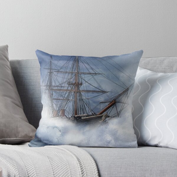 Item preview, HMS Warrior High seas 1860 Throw pillow and Tote Bag designed and sold by outlawalien.