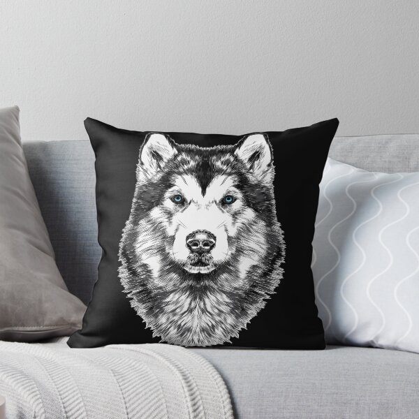 Item preview, Blue Eyed Husky Illustration - Black Background   designed and sold by solrevolver.
