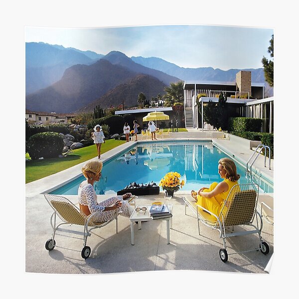 Potins au bord de la piscine mince jaune Poster