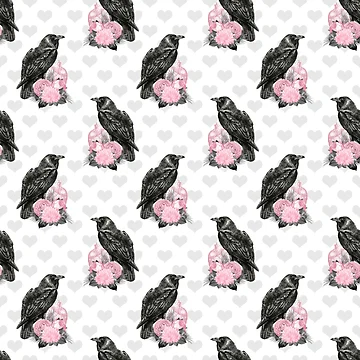 Artwork thumbnail, Crow Roses Pattern by JacintaMathews