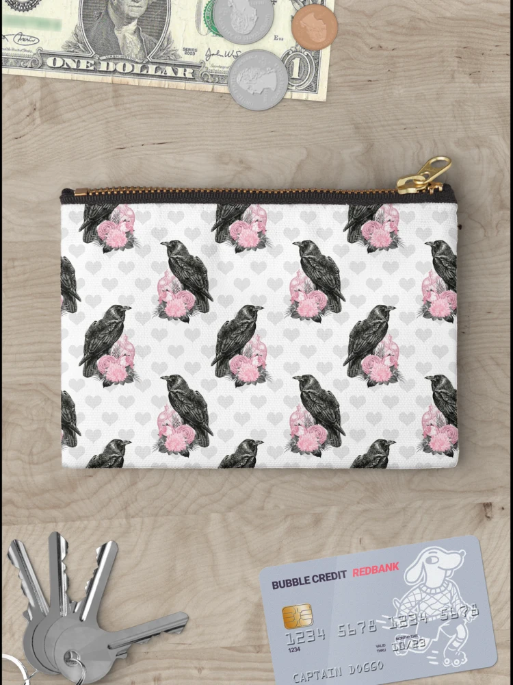 Thumbnail 3 of 4, Zipper Pouch, Crow Roses Pattern designed and sold by JacintaMathews.