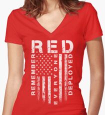 Red Friday - Remember Everyone Deployed Women's Fitted V-Neck T-Shirt