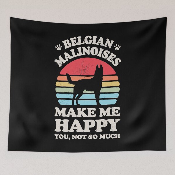 Item preview, Belgian Malinoises Make Me Happy Sunset Retro Shirt for Men Women Boys Girls Kids Dog Lover Gifts designed and sold by LiqueGifts.