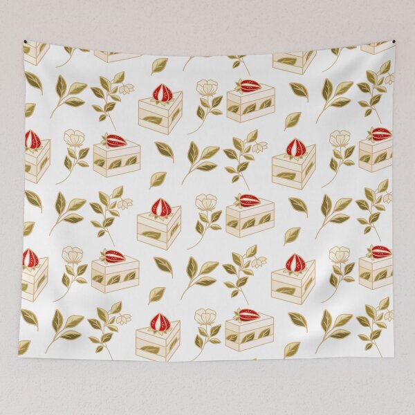 Item preview, Matcha & Strawberry Cakes with Florals designed and sold by artflorara.