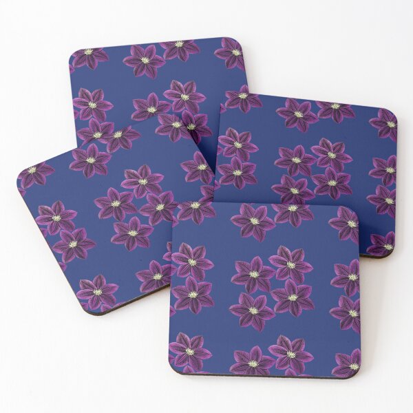Item preview, Summer Purple Clematis on Dark Blue designed and sold by eden1472.