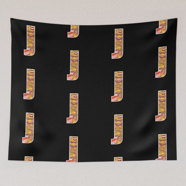 Item preview, Letter J - Burger Fries and Soda - Fast Food Pattern Art designed and sold by dylanxh.