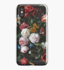 Jan Davidsz De Heem - Still Life With Flowers In A Glass Vase. Still life with fruits and vegetables: fruit, vegetable, grapes, tasty, gastronomy food, flowers, dish, cooking, kitchen, vase iPhone Case