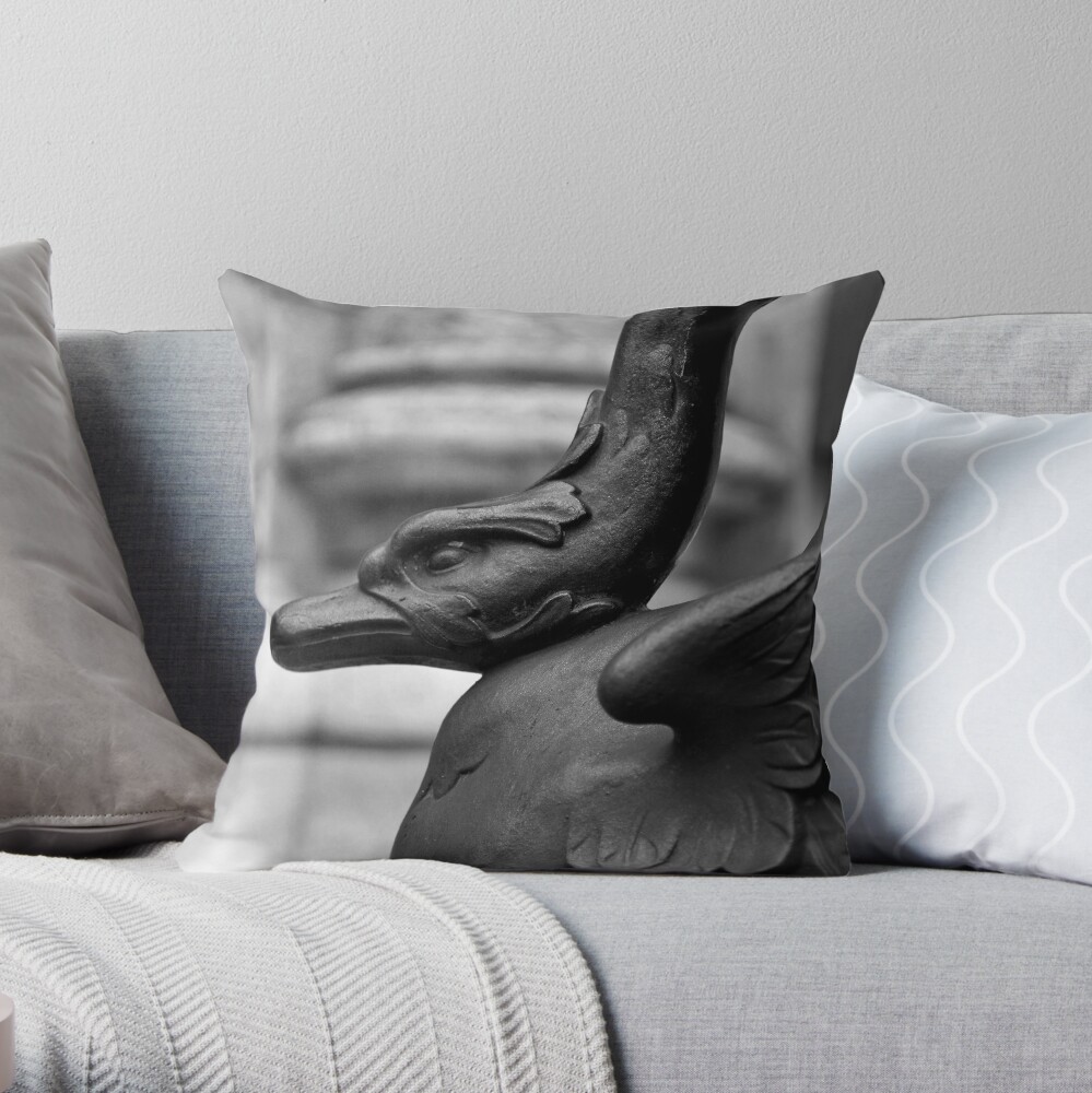 Cranky Viennese Swan Throw Pillow