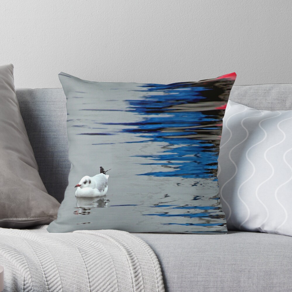 Gull with Reflections Throw Pillow