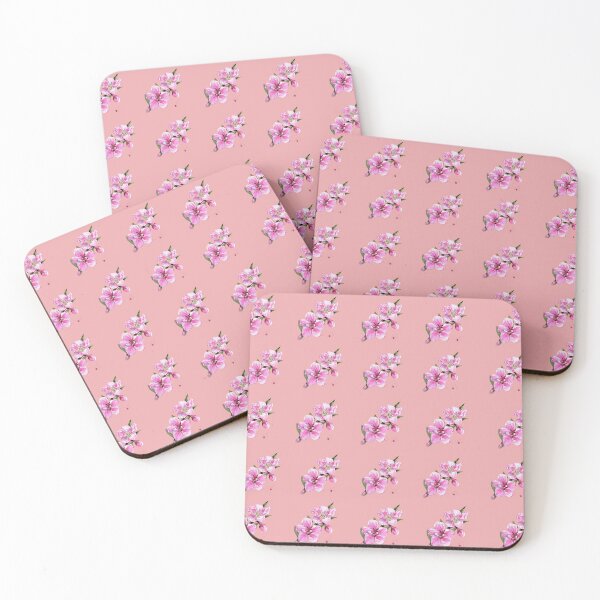 Pink Purple Flower Pattern 2 Coasters (Set of 4)