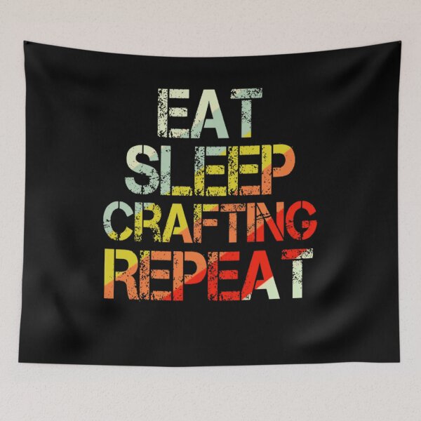 Item preview, Retro Vintage 70s 60s Eat Sleep Crafting Repeat  designed and sold by AYACHI90.