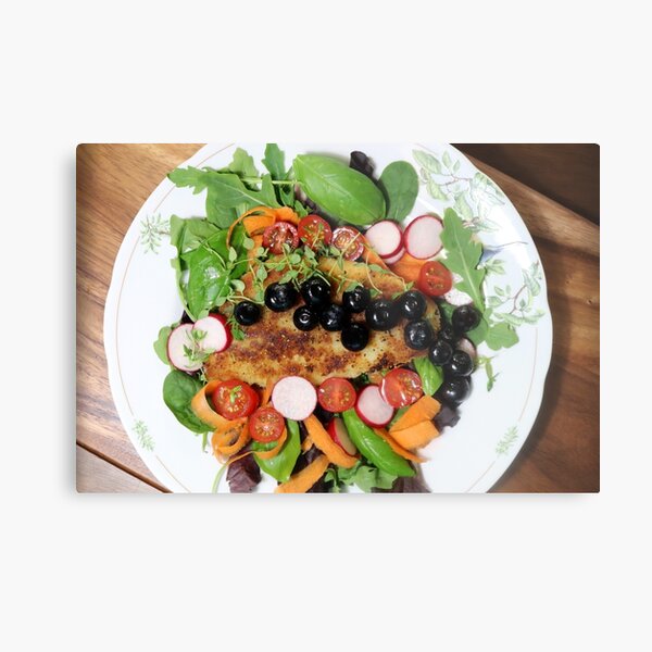 Flounder Blueberries Carrot Basil Tomato Radish Metal Print