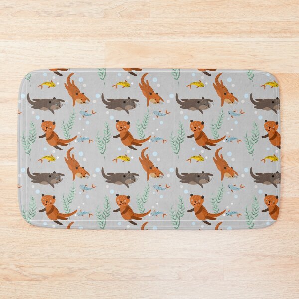 Item preview, Sea Otter Pattern | Brown Otters With Fish designed and sold by graphic-genie.
