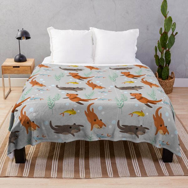 Item preview, Sea Otter Pattern | Brown Otters With Fish designed and sold by graphic-genie.