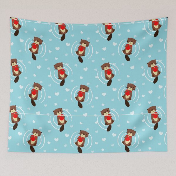 Item preview, Sea Otter Pattern | Cute Beaver Hold Heart Seamless Pattern designed and sold by graphic-genie.